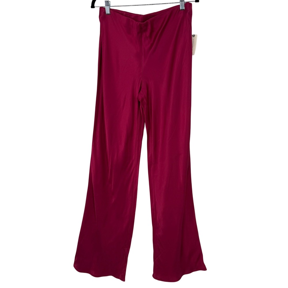 Anthropologie‎ Magenta Pink Satin Wide Leg Pants Medium NWT Silky